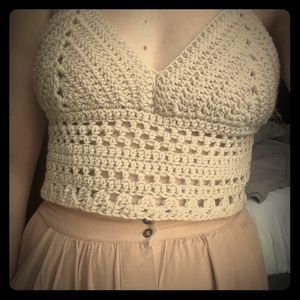 Handmade Crochet Crop Top/Cover Up